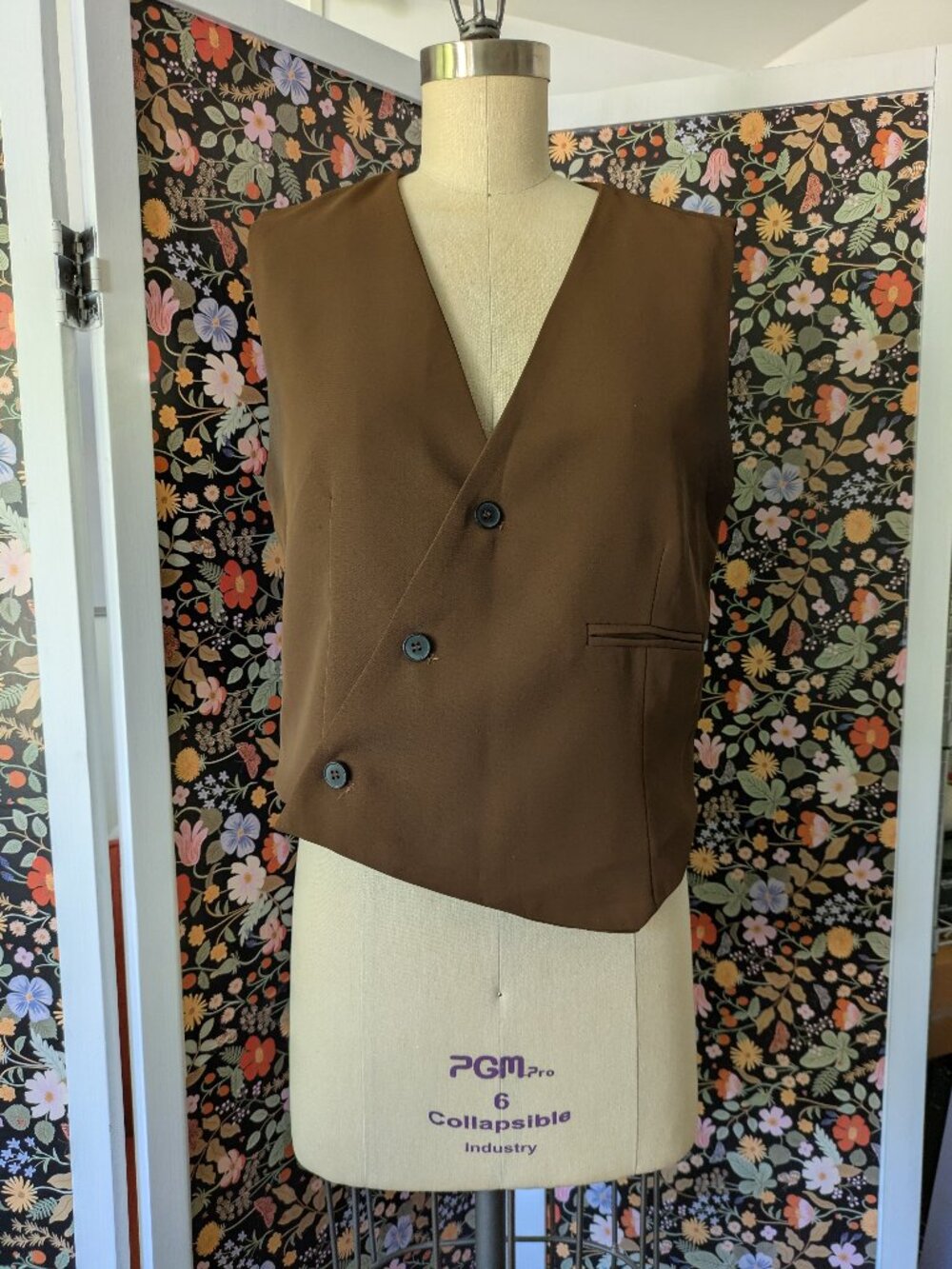 Cider Brown Asymmetrical Vest, Size M